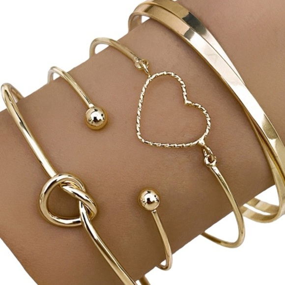 Gold Love Geometric Cross Bracelet Gold 4 Piece Set - Picture 4 of 4